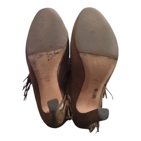 Jean Michelle Cazabat pepe tan fringe suede leather ankle boots booties 38.5 8.5 - Picture 7 of 11